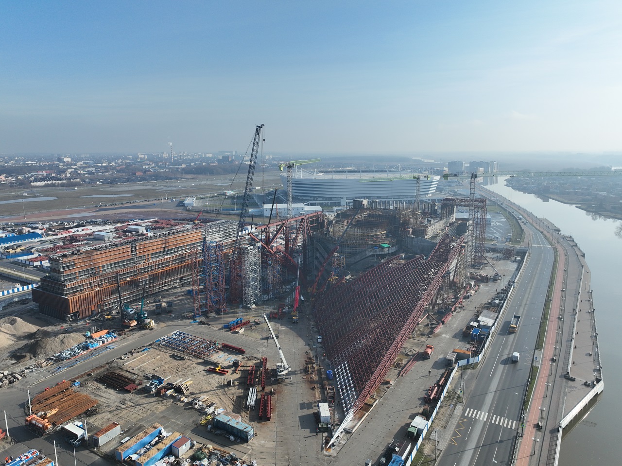 Ход строительства культурно-образовательного комплекса в Калининграде в феврале 2024 г.